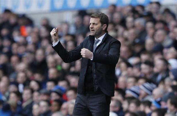 Tim Shearwood reacting in the match against Liverpool